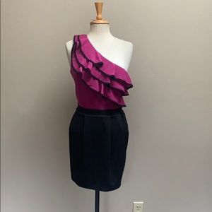 Sexy one shoulder ruffle knit cocktail dress